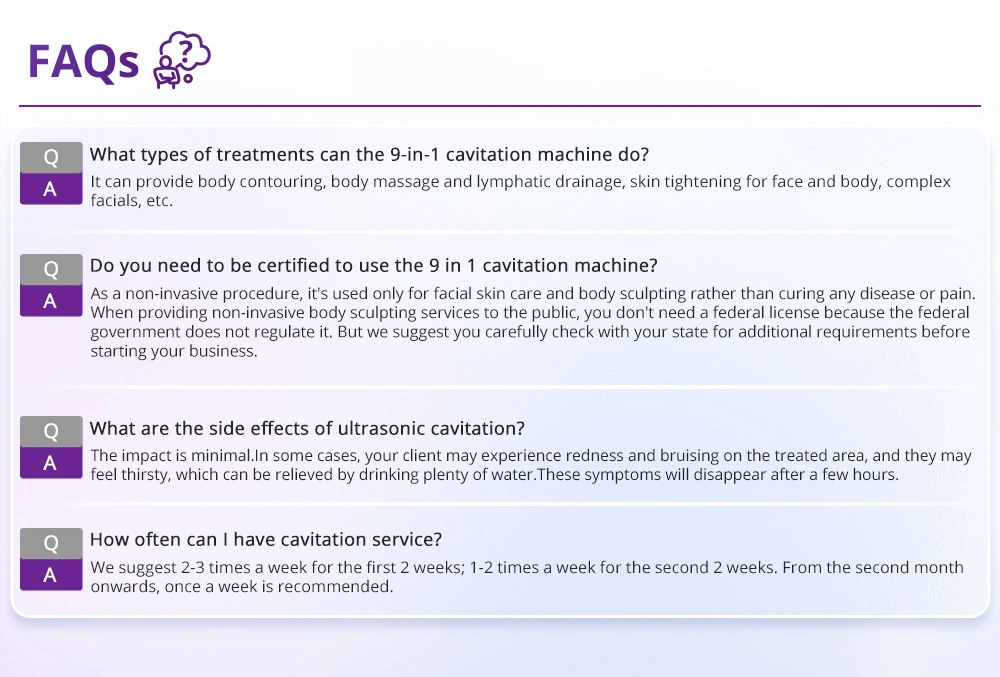 9 in 1 cavitation machine faq